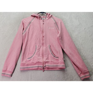 Vertigo‎ Jacket Girls Large Pink Long Sleeve Hooded Drawstring Logo Full Zipper